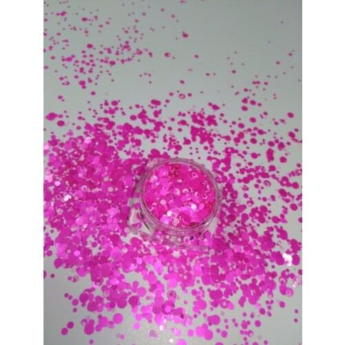YM-0111/2/3MM Glitter Mix "Pink Chic" Round Dot Spangle shape glitter Flake cosmetic powder for nail Gel polish-50g/200g/bag