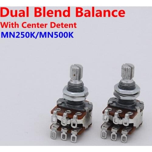 1 Piece MN250K/MN500K Dual Blend Balance Potentiometer(POT) With Center Detent