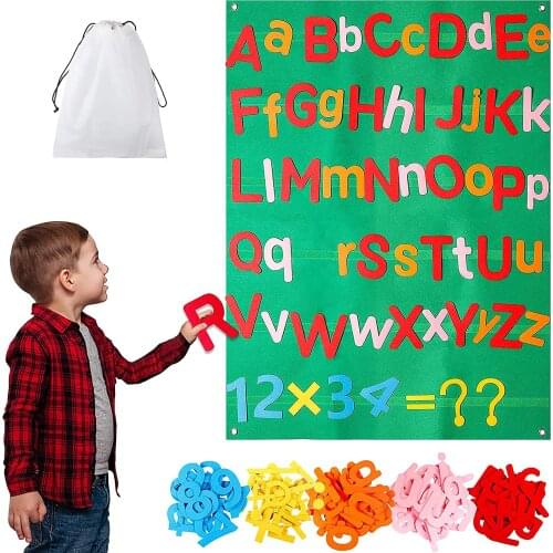 122Pcs Alphabet Felt Flannel Board Kits for Kids Reusable Letter Number Math Symbol Giant Wall Hanging Preschool Educational Toy