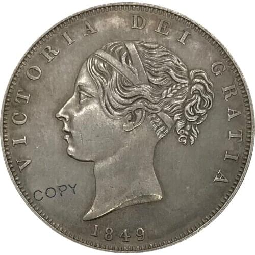 1849 United Kingdom 1/2 Crown Victoria Cupronickel Plated Silver Collectibles Copy Coin