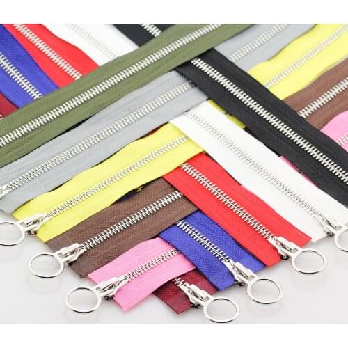 5# double circle sliders 60/70/80/90/100/120/150cm auto lock metal zipper