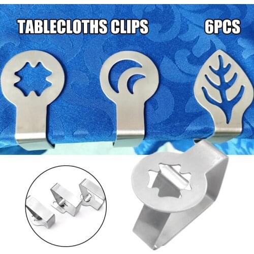 6pcs Tablecloth Clips Stainless Steel Tablecloth Clamp Thickened Table Cover Clips CLH@8