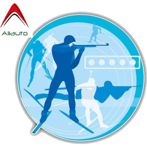Aliauto Cartoon Motorcycle Car Sticker Biathlon Competition Decoration Reflective Waterproof Cover Scratch Decals PVC,14cm*14cm