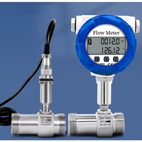 Digital Turbine Water Flowmeter Sensor For Oil Diesel Alcohol Liquid Measurement Stainless Steel 4-20mA RS485