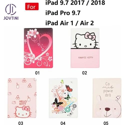 For iPad 9.7 2017 / 2018 / Air 1 / Air 2 / Pro 9.7 Case 9.7" Luxury PU Leather Painted pattern Flip Stand Kids Tablet Cover Case