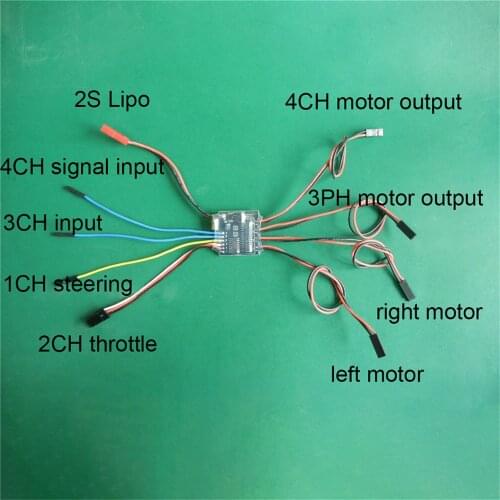 For 35/1 Tank Model 2S 1.8A 6V-10V Bidirectional Electronic Speed Controller BEC 5V 1.5A 4CH Two Way Brushed ESC