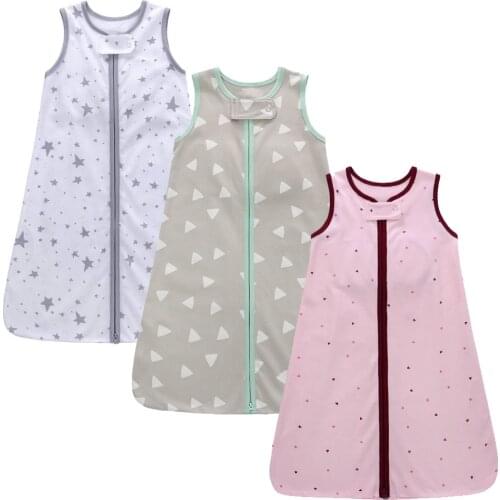 Breathable Cotton Baby Wearable Blanket with Zipper Sleeveless Sleeping Bag Sack Clothes for Kids Bedding