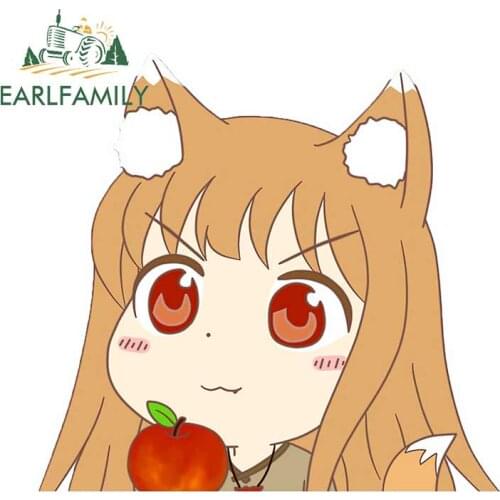 EARLFAMILY 13cm x 12.5cm for Spice and Wolf Anime Peeking Car Stickers Bumper Window Sticker Waterproof Decal Custom printing