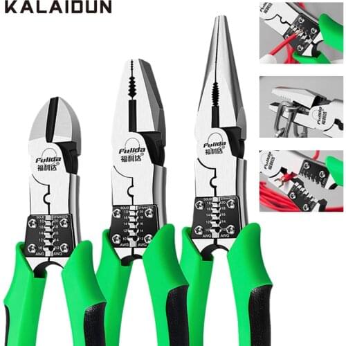 KALAIDUN Pliers Crimping Tool Wire Stripper Cutter Crimper Cable Crimping Crimp Long Nose Diagonal Plier Electricians Hand Tools