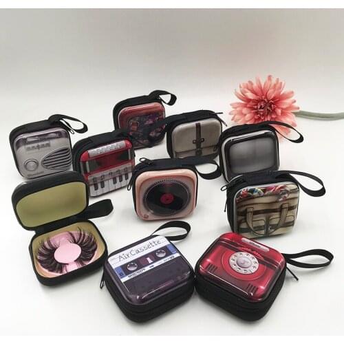 5D False Eyelashes Packaging Creative Lash Case Mini Zipper Empty Eyelash Box Retro Camera Packaging with Lashes Tray