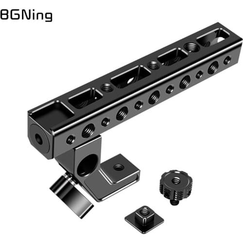 BGNing Top Handle Cheese Bracket for DSLR Camera Cage Hand Grip w/ Cold Shoe Mount 15mm Rod Clamp 1/4" 3/8" Holes Monitor Holder