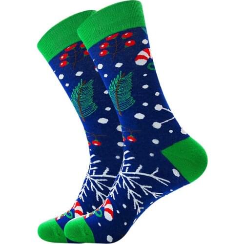Cute Women Men Pure Cotton Christmas Tree Santa Claus Crutch Elk Snowman Print Casual Socks Winter Crew Length Warm Lovers Socks