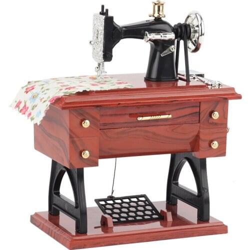 Mini Sewing Machine Music Box Retro Classical Treadle Sewing Machines Table Desk Mechanical Clockwork Decorat Gift Music Machine