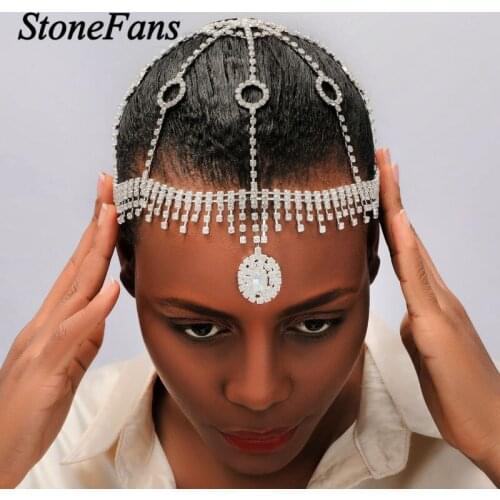 Stonefans Fashion Headpiece Rhinestone Head Chain Jewelry Hat for Women Bling Crystal Headband Wedding Bridal Hair Accessories