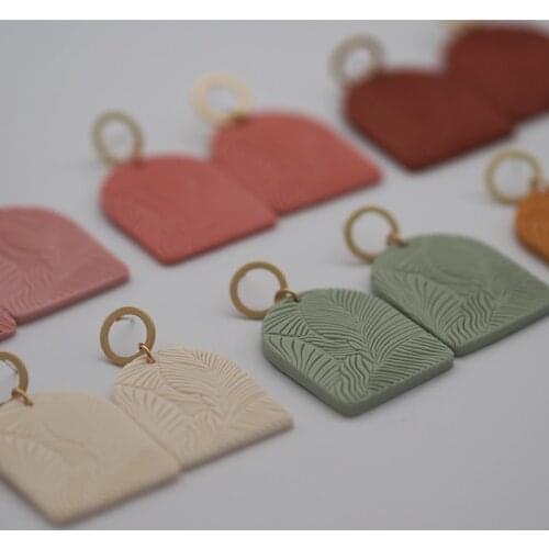 Trendy Pop Color Molded Patton Handmade Polymer Clay Braided Earrings With Metal Dangle Sets For Elegant Women Jewelry 2021