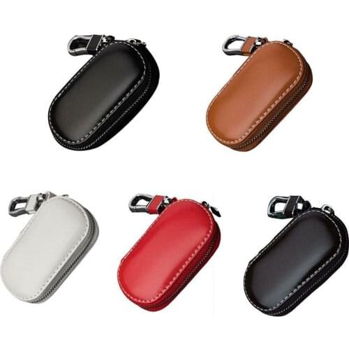 Men Key Holder Housekeeper Leather Car Key Wallets Keys Organizer Women Keychain Covers Zipper Key Case Bag Unisex Pouch Purse