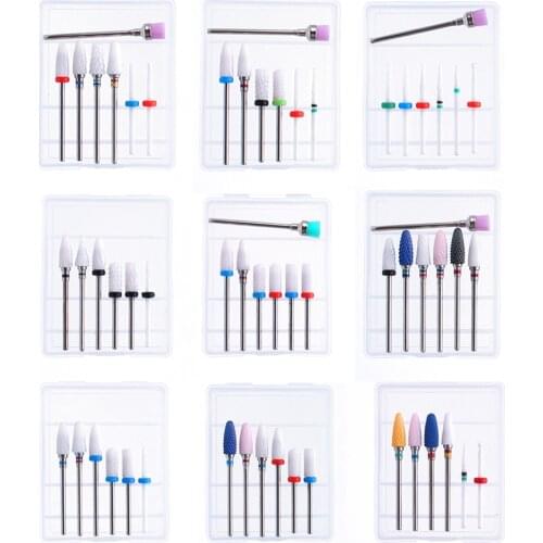 6/7pc Nail Drill Bit Set Ceramic Milling Cutter Kit Electric Machine Manicure Bits Rotary Burr Cuticle Tools Accessories