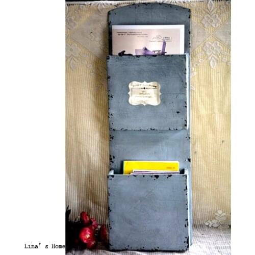 Wall hanging solid chic retro vintage wood magazine shelf