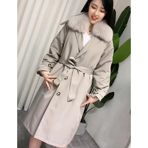 2020 new long windbreaker coat real rabbit fur lined jacket autumn winter fashion casual parkas