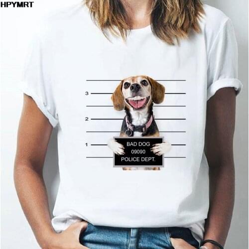 New Summer Women T-shirt Funny Bad Dog Print T shirts Casual Tops Tee Harajuku Fashion O-Neck Short sleeve Tshirt Female Clothes