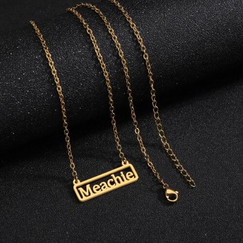 Personalized Name Blank Bar Pendant Necklace Stainless Steel Customized Letter Numbers Plate Necklace Woman Man Jewelry Gifts