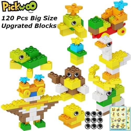 Pickwoo D2 50 to 360 Pcs Big Size Brick Colorful Bulk Bricks DIY Building Blocks Compatible Large Particle Toys for Children