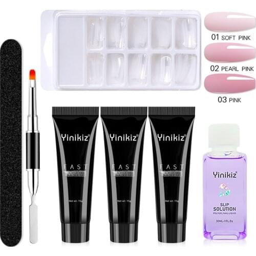 Poly Nail Gel Set Poly UV Gel Clear/Pink Acrylic Quick Building Finger Extension Soak Off UV Gel Polish Nail Tools Set