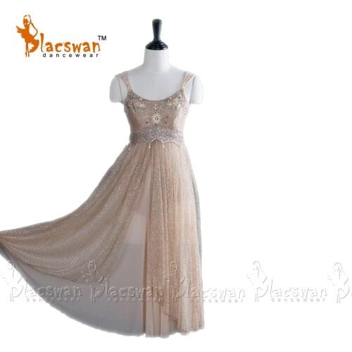 Gold Sparkle Ballet Dress 2 layer Soft Tulle Bling Bling Skirt Custom Made Modern Dance Lyrical Dress Professional Costume BT717