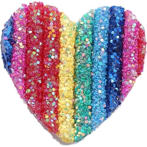 Multicolour Heart Pattern Drilling Rhinestone Parches Ropa DIY Rhinestone Applique Patch for Clothes Transfert Thermocollants A