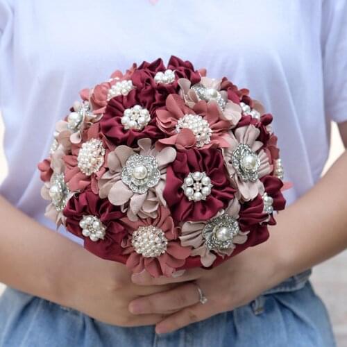 Wedding Flowers Rhinestone Jewelry Brooch Bouquet Women Bridesmaid Holder Bouquet