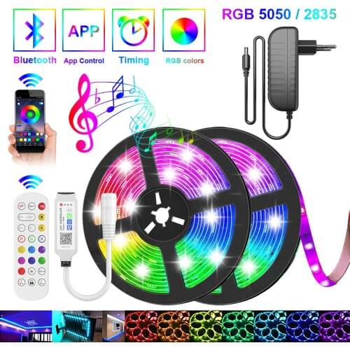10M 15M 5050 RGB Led Strip Light Flexible DC12V Led Tape Waterproof Ribbon Bluetooth Phone APP 20M 25M 30M