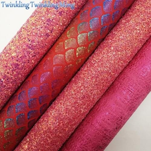 ROSE Glitter Fabric, Metallic Snake Faux Fabric, Synthetic Leather Fabric Sheets For Bow A4 21x29CM Twinkling Ming XM790