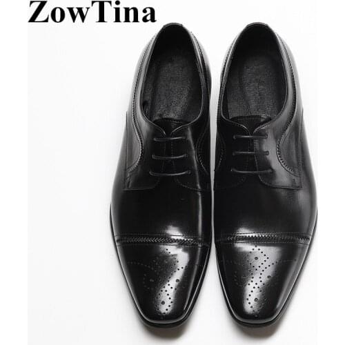 Handmade Square Toe Men Formal Dress Shoes Lace Up Black Real Leather Oxford Flats British Design Business Wedding Shoes Zapatos