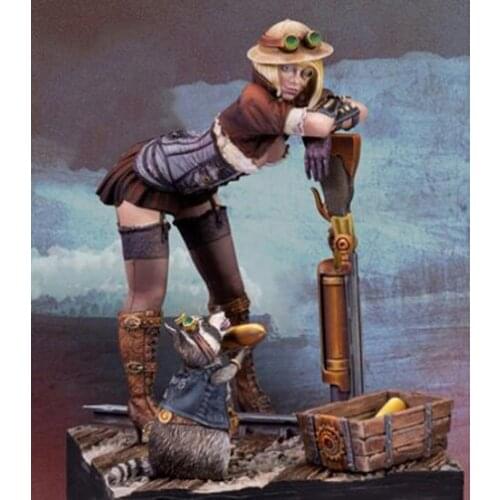 Unassambled 1/24 75mm ancient woman warrior stand (WITH BASE ) Resin figure miniature model kits Unpainted