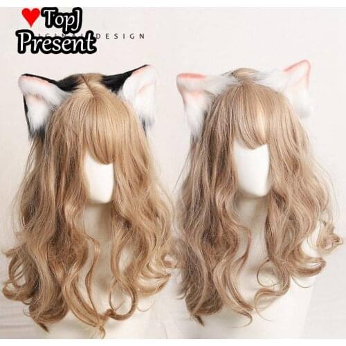 Hand made animal ear headdress hairpin cat ear hairpin Lolita hand made Plush edge clip Girl sweet Hairpin