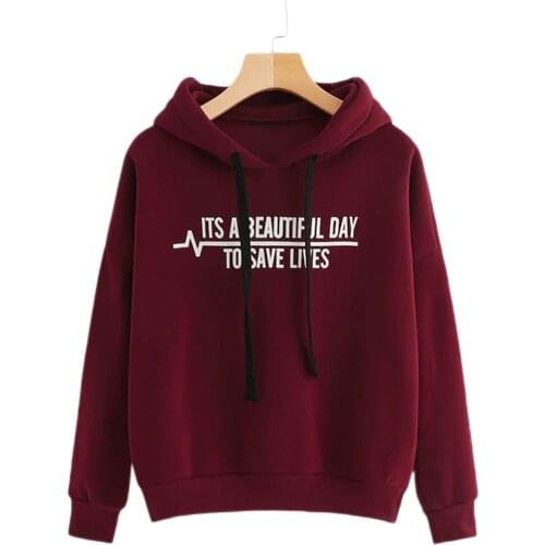 Women Long Sleeve Letter Print Hoodie Women Fashion Loose Hooded Top Shopping Daily Wear
