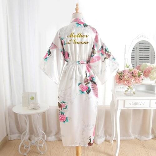 BZEL Mother Of The Groom Robes Wedding Robe Bride Floral Bathrobe Silk Bath Robe Long Bridal Party Gifts Dressing Gown Wholesale