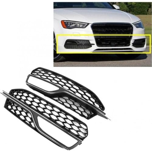1 Pair Bumper Fog Light Grille Electroplating Trim Fits for Audi A3 S-Line S3 2013 2014 2015 ABS Material Car-styling