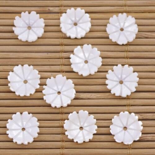 10 PCS 11mm Flower Shell Natural White Mother of Pearl Jewelry Making DIY