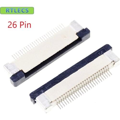 10pcs FPC connector 0.50 mm 0.020" 26 Position Bottom Contact Right angle SMD ZIF Slide Lock Surface Mount