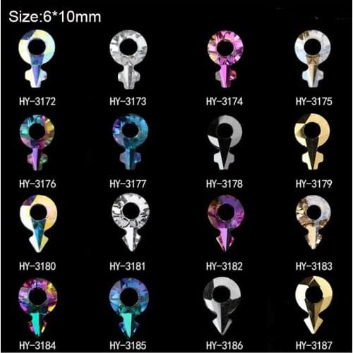 10pcs/lot,Fashion Shapes Nail Art 3d Angle Rings Multicolored Crystals Iridescent Rainbow Colors Tips Decorations