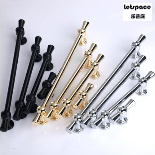 128 192mm modern simple fashion gold silver solid Lengthen wardobe kitchen cabinet door handle black drawer cupboard knob 96mm