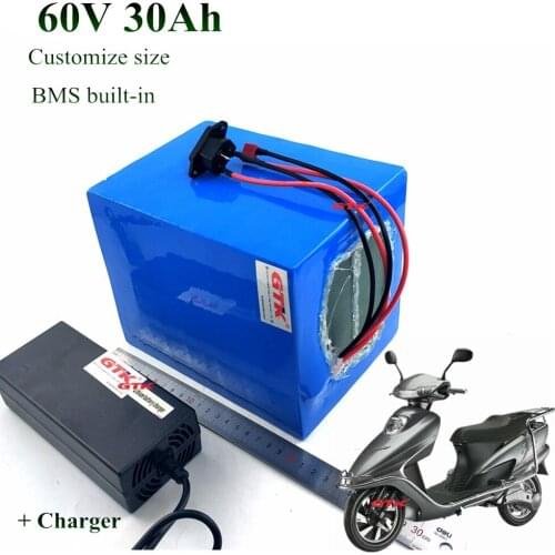 60V 30Ah 2000W 2500W High Capacity Electric Bike Battery Built-in 50A BMS Lithium Battery Pack 60V with 5A Charger Free Shipping