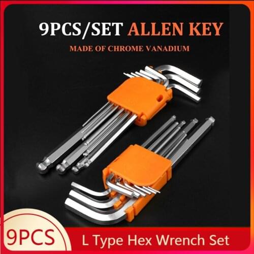 9PCS/set L Type Double-End Screwdriver Hex Wrench Set Allen Key Hexagon Flat Ball Torx Star Head Spanner Key Set Hand Tools