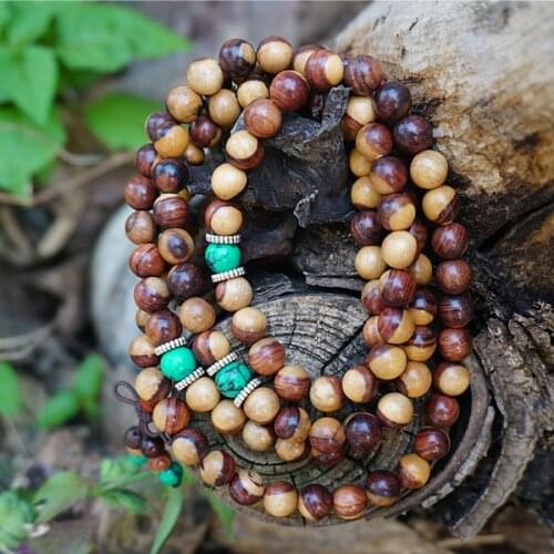 6mm 8mm * 108 * Natural Sandalwood Beads / Yin-Yang Face / Loose Mala Beads Japa Mala Bracelet Jewellry Findings DIY Accessories