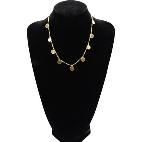 Fashion Personality Round Sequins Choker Chain Necklace Women Charms Clavicle Pendant Necklace Jewelry