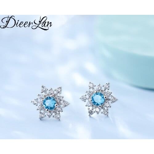 DIEERLAN Fashion Silver Color Zirconia Snow Earrings For Women Wedding Jewelry Ladies S925 Earring Brincos Pendientes