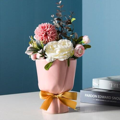 Porcelain Vase Flower Pot Plant Utensils Decorative Ornaments Nordic Bouquet Fresh Floral For Gifts Planter Living Room Ceramic