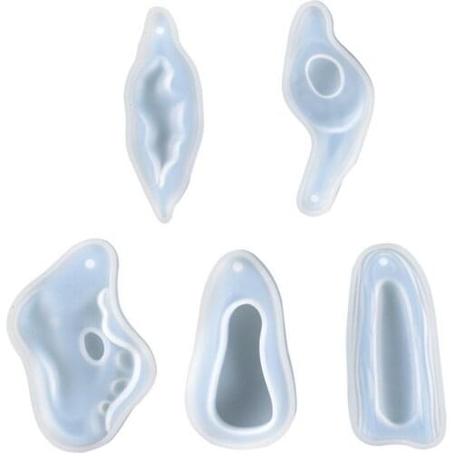 5pcs/set DIY Resin Jewelry Mould Crystal Epoxy Mold Irregular Retro Silicone Mold For Pendant Necklace Crafts Casting Supplies