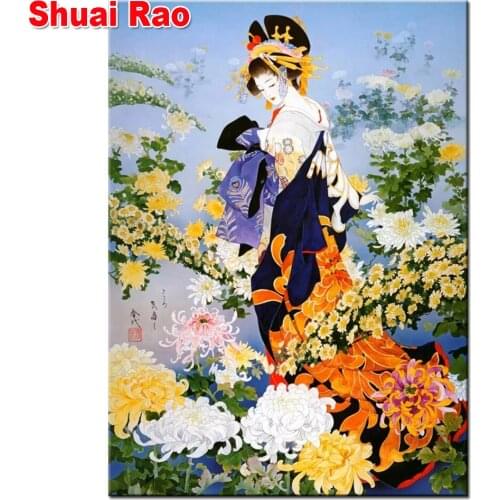 Beautiful japanese woman 5d Diamond Embroidery DIY Diamond Painting Cross Stitch Kits full square/round Diamond Mosaic Home art